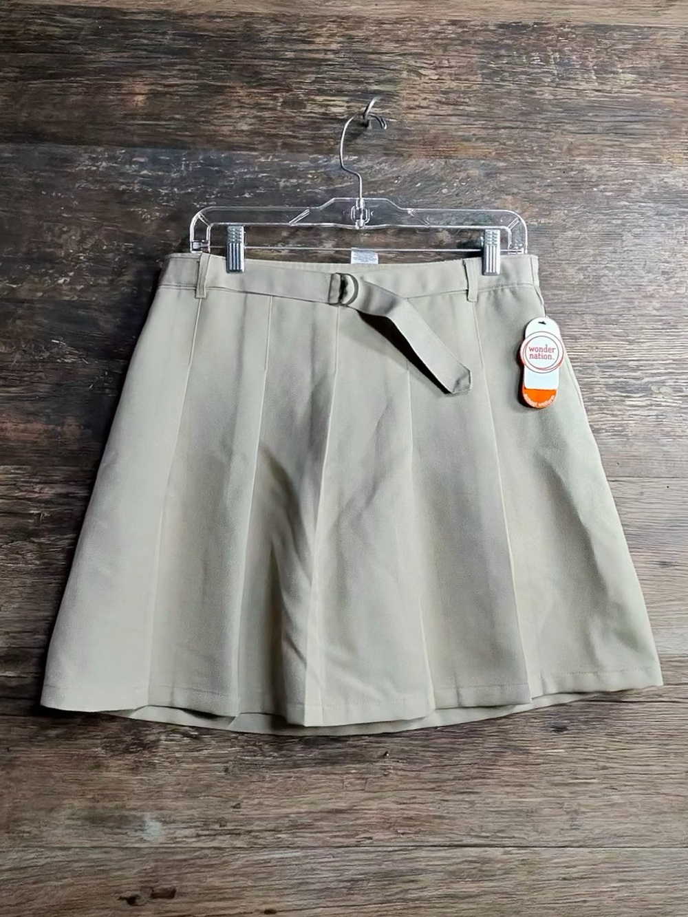 wonder nation Khaki Pleated Skort with Waist Tie